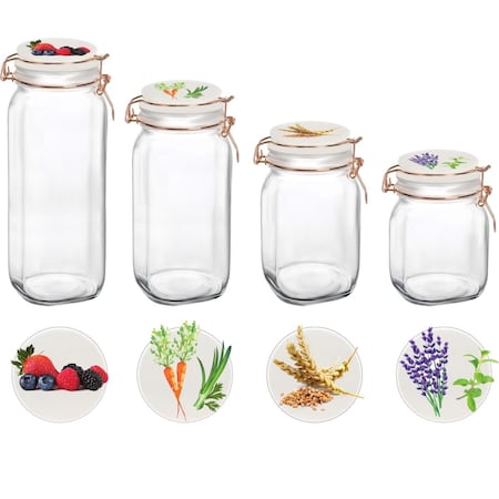 Bakebetter 4 piece canister set with Vegetable Decal Ceramic lid BA2845094